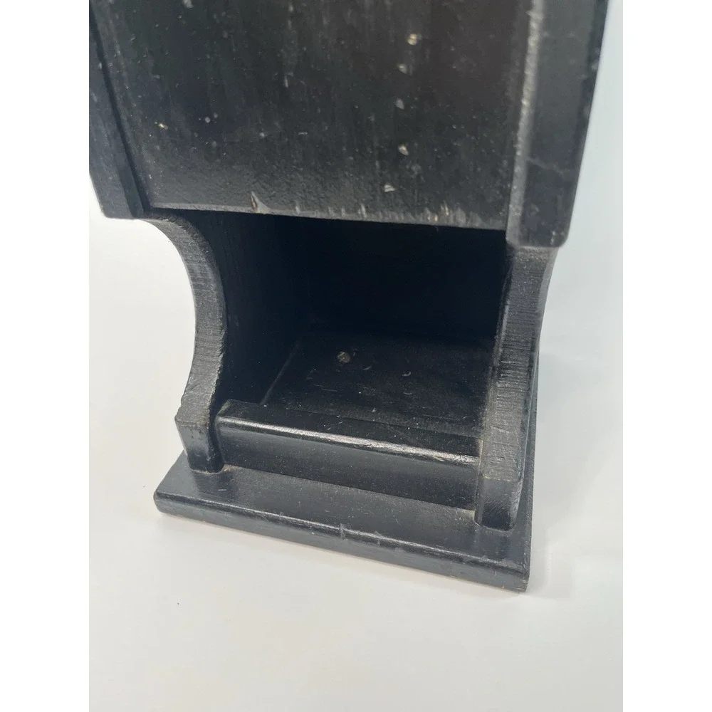 Black Wood Toilet Paper Holder Rustic Farmhouse Style Standing Dispenser